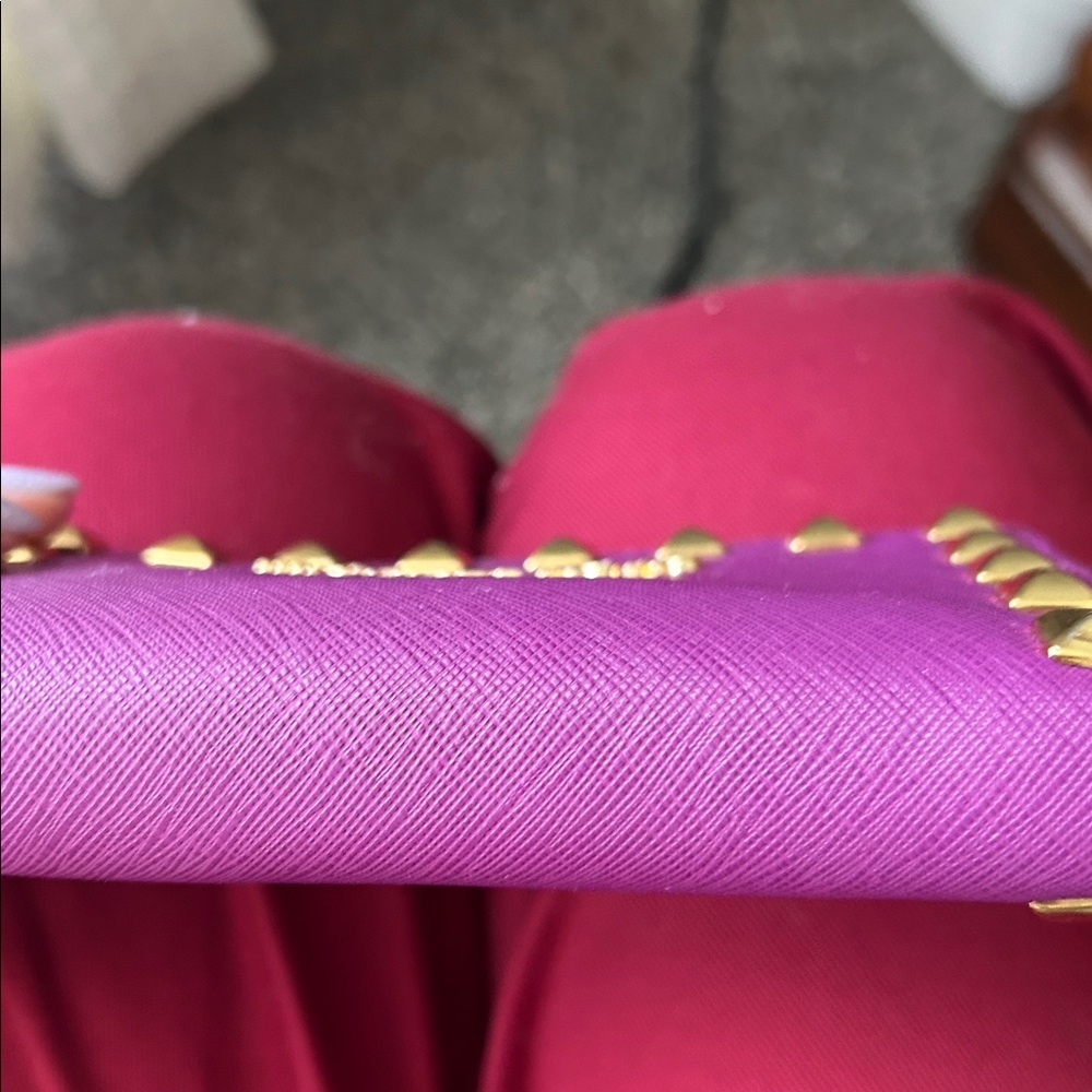 Gorgeous Michael Kors Purple Wristlet with gold studs accents - Picture 3 of 10